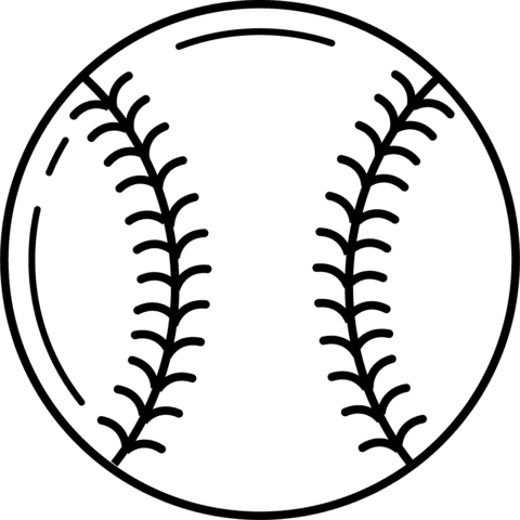 Baseball Ball For Children Coloring Page
