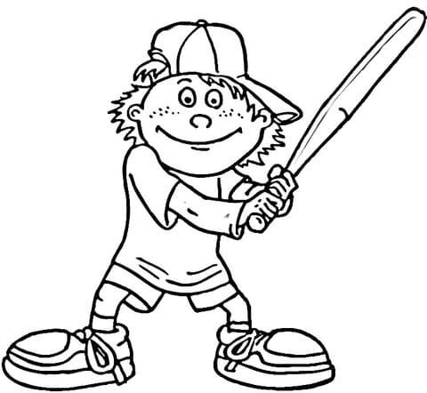 Baseball Player In Sneakers Coloring Page