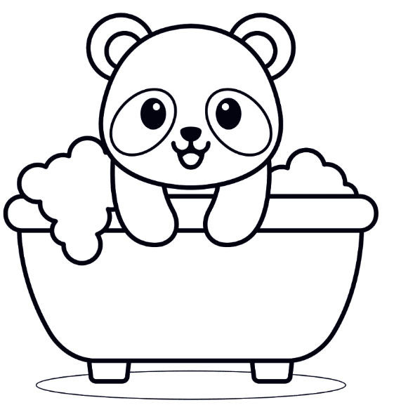 Bathroom Time For Little Panda Coloring Page