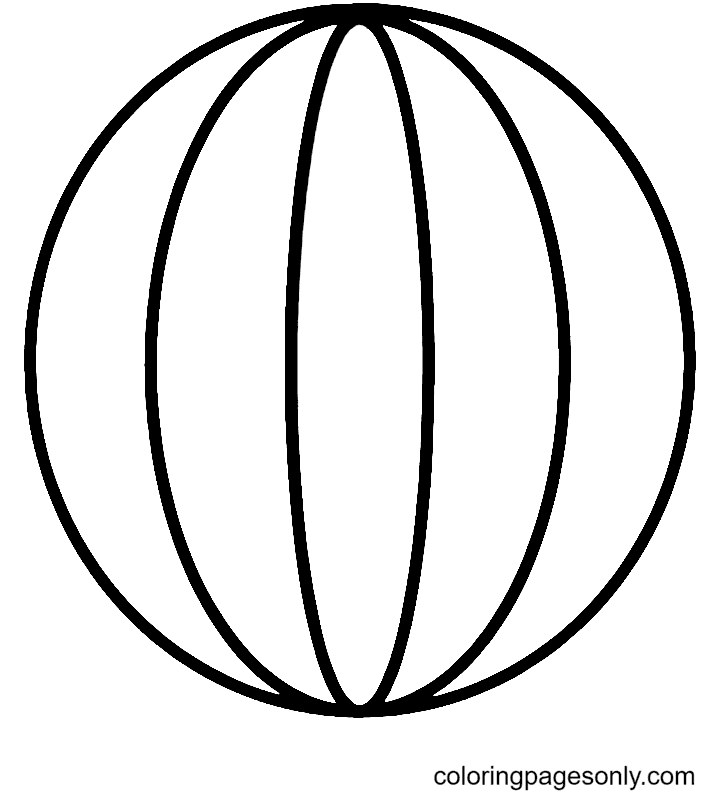 Beach Ball Pretty Image Coloring Page