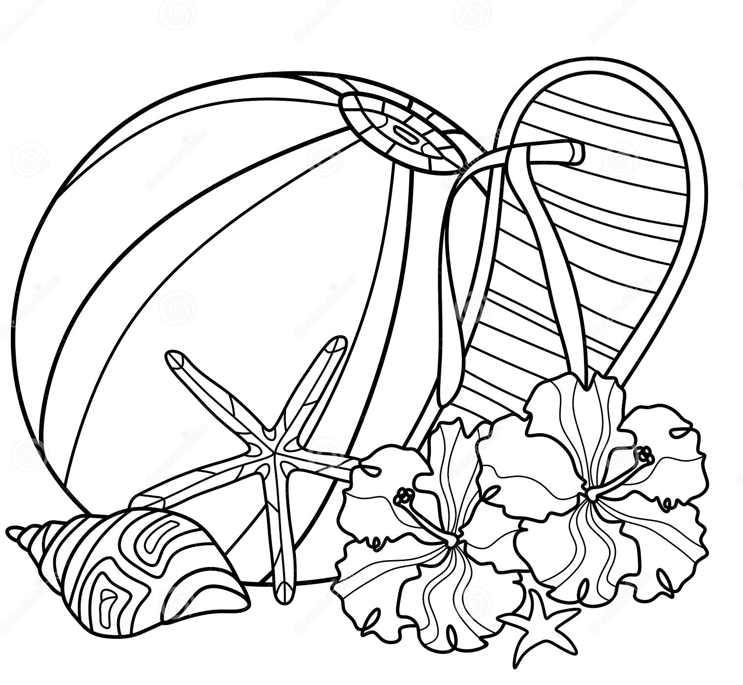 Beach Ball Summer Coloring Page