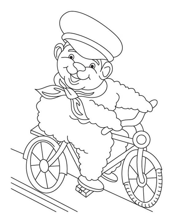 Bear Ride Bicycle Coloring Page