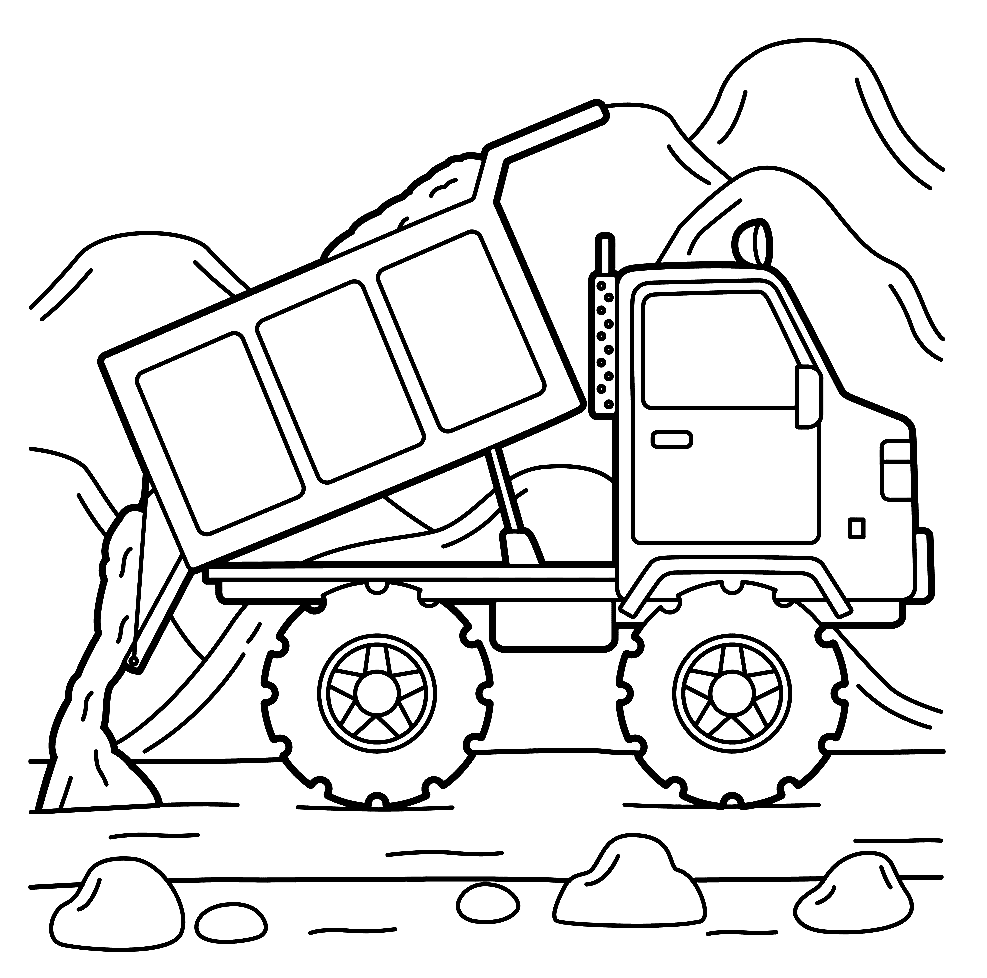 Beautiful Dump Truck Image Coloring Page