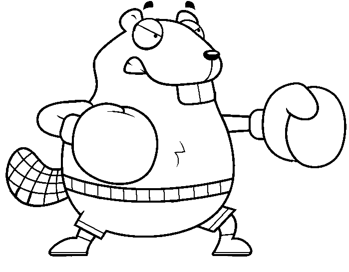 Beaver Boxing Coloring Page
