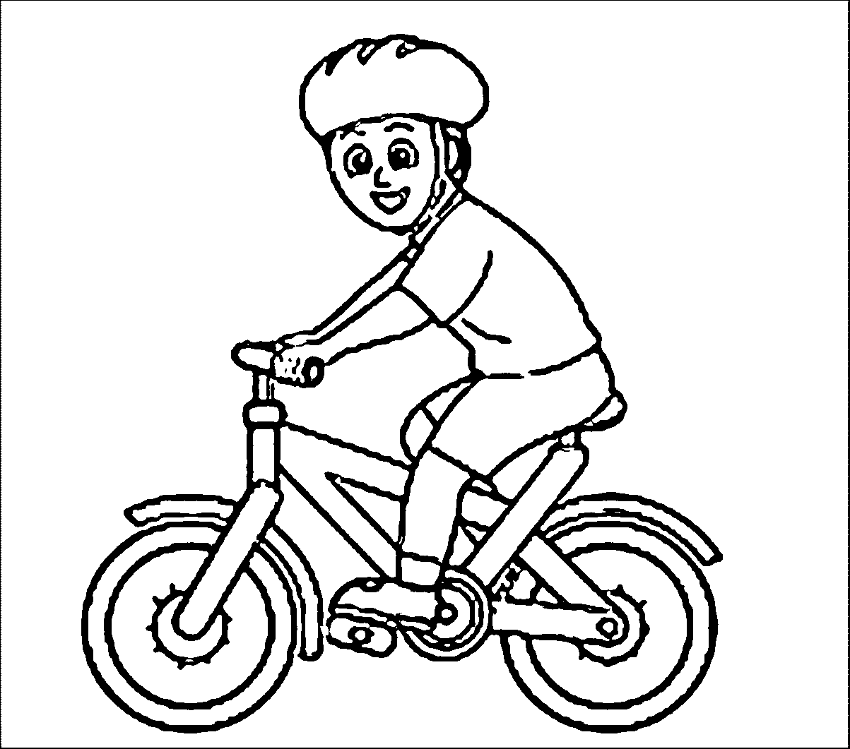 Bicycle Rider Wearing Helmet Riding Bicycle Coloring Page