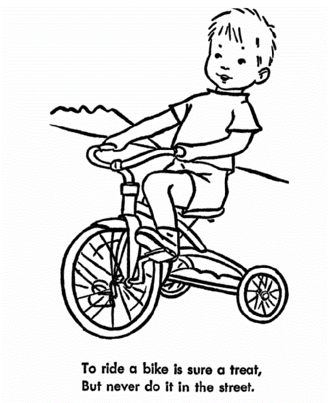 Bicycle Safety Image For Kids Coloring Page