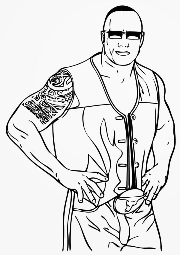 Big Dwayne Johnson With Glasses Coloring Page