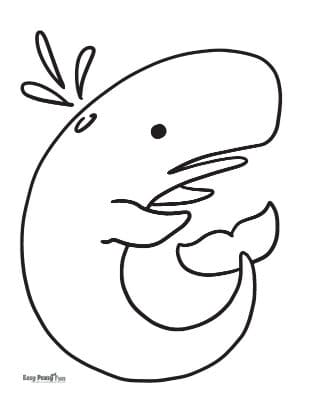 Big Whale Image Cute Coloring Page