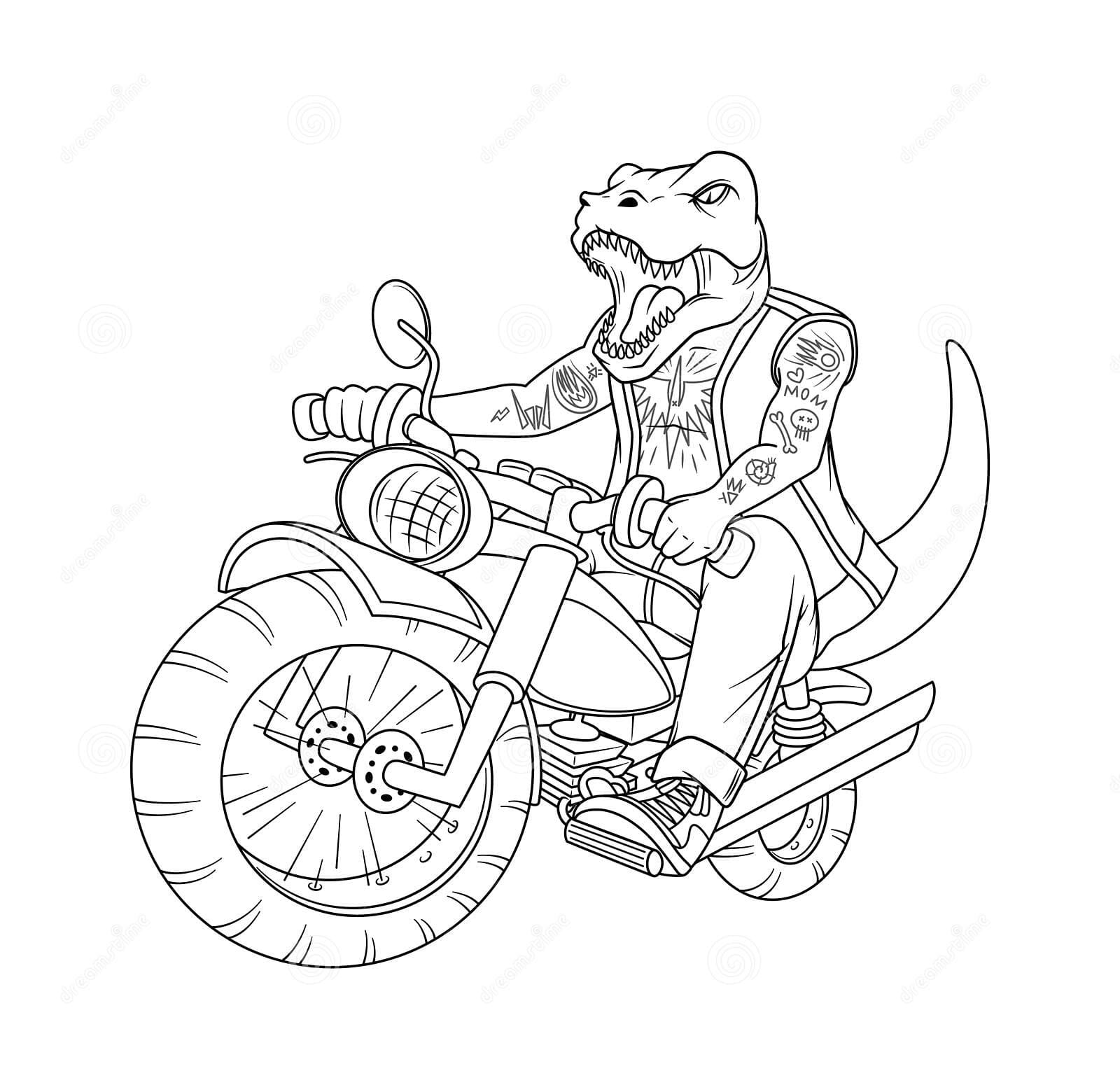 Biker Raptor Head With Leather Jacket On Motor Bike