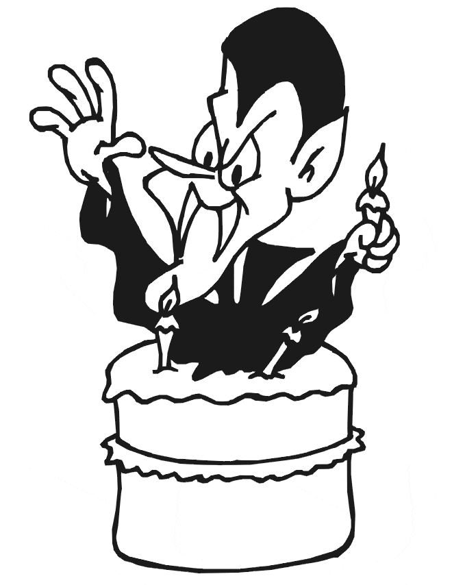 Birthday In Birthday Cake Coloring Page