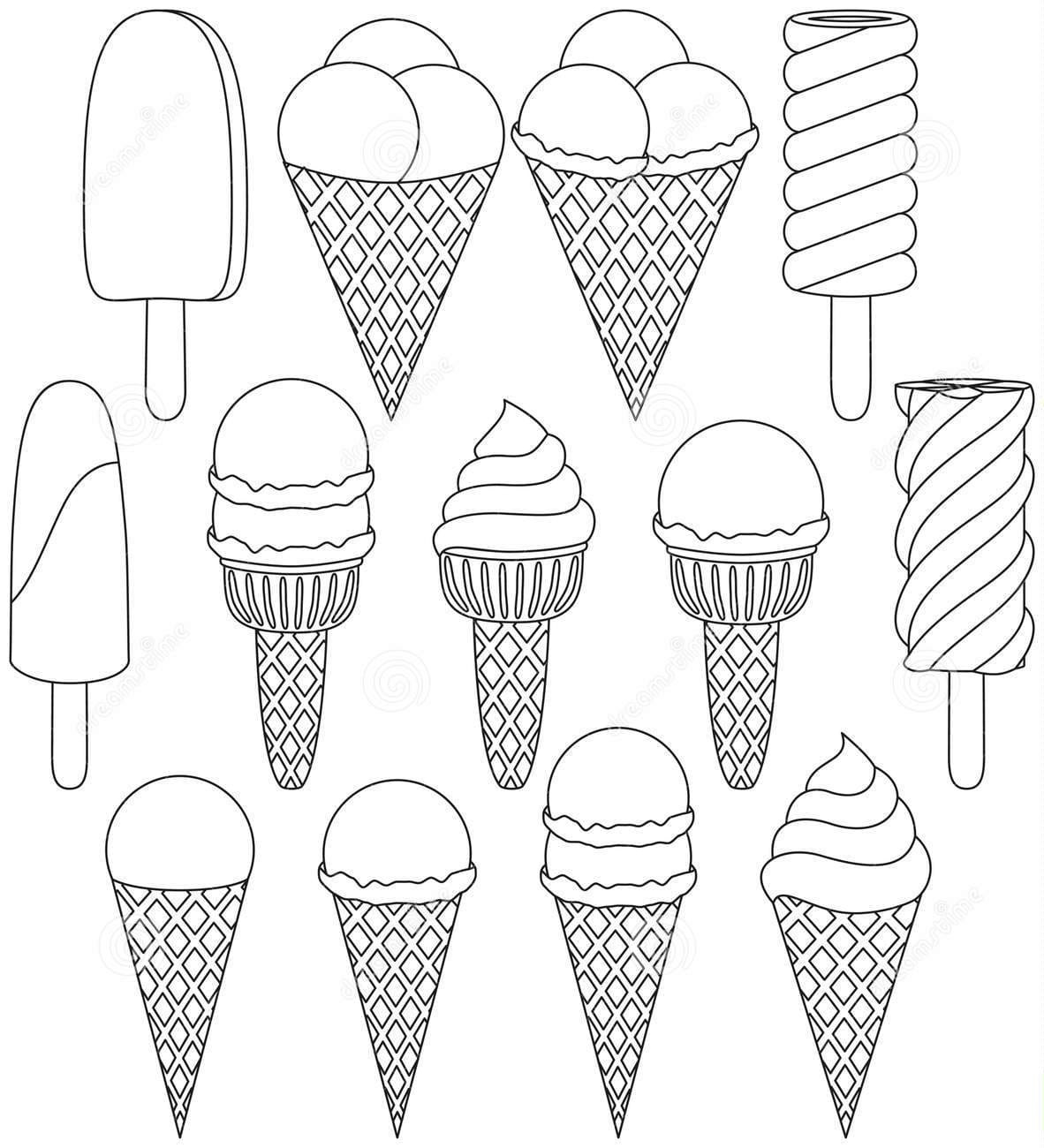 Black And White Ice Cream Coloring Page