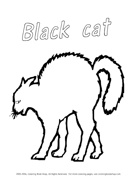 Black Cat For Kids Coloring Page