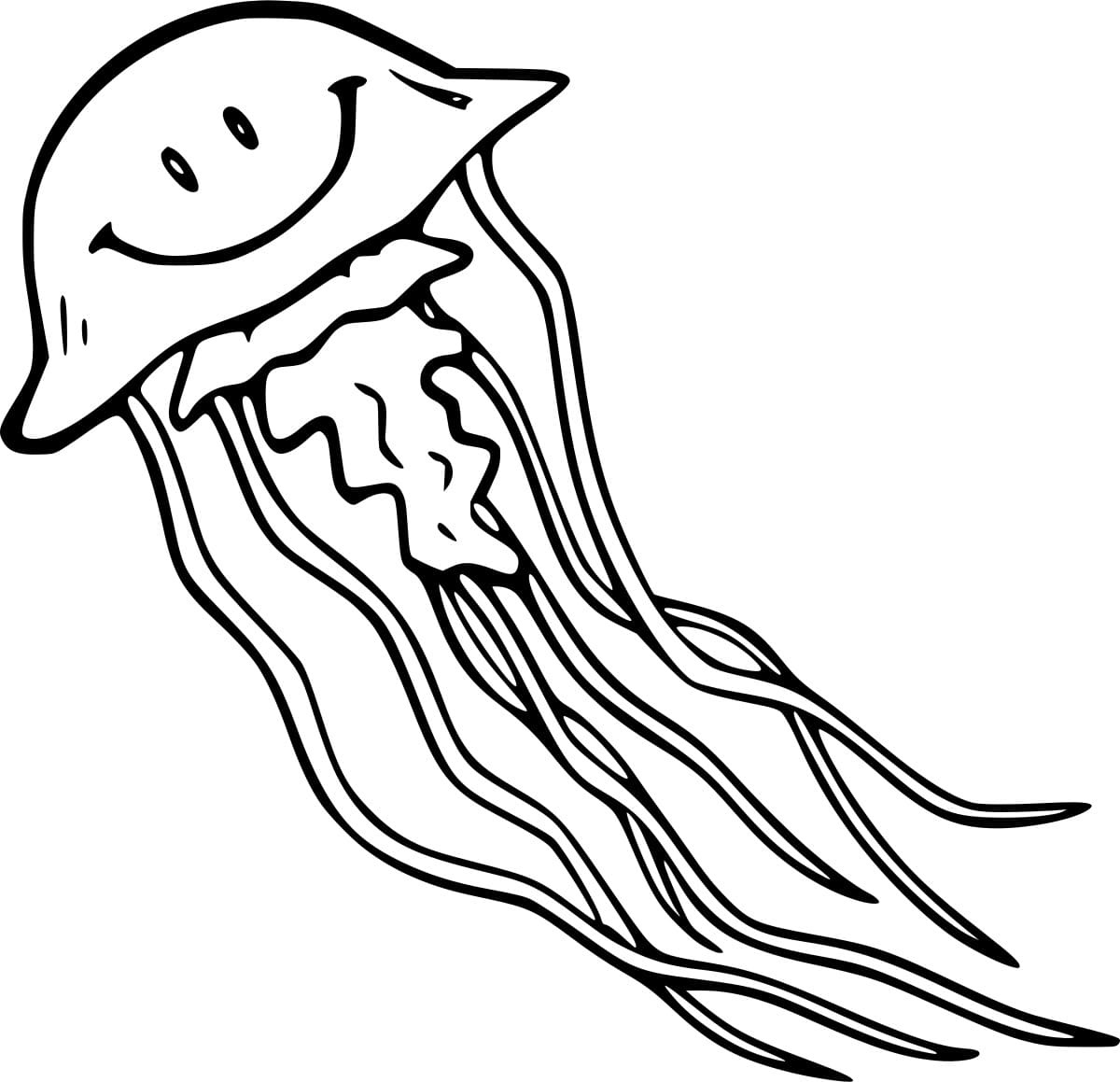 Blue Fire Jellyfish Coloring Page