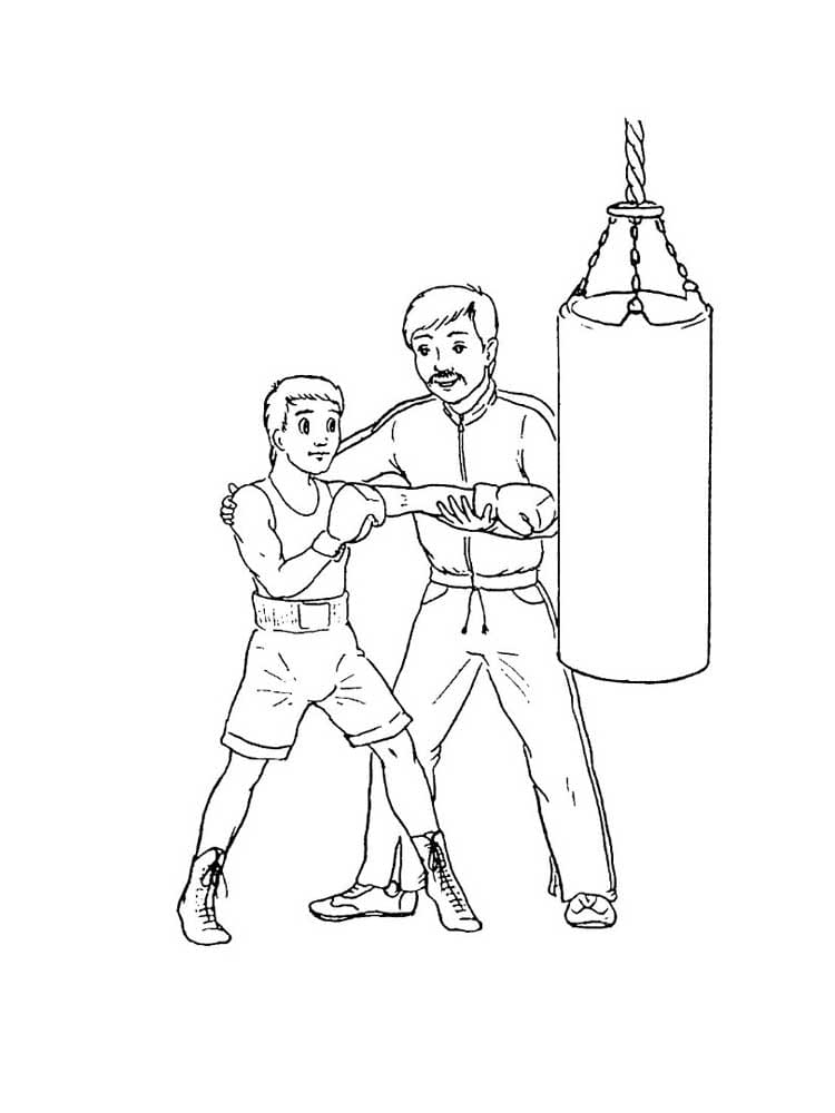 Boxing Picture Cute Coloring Page