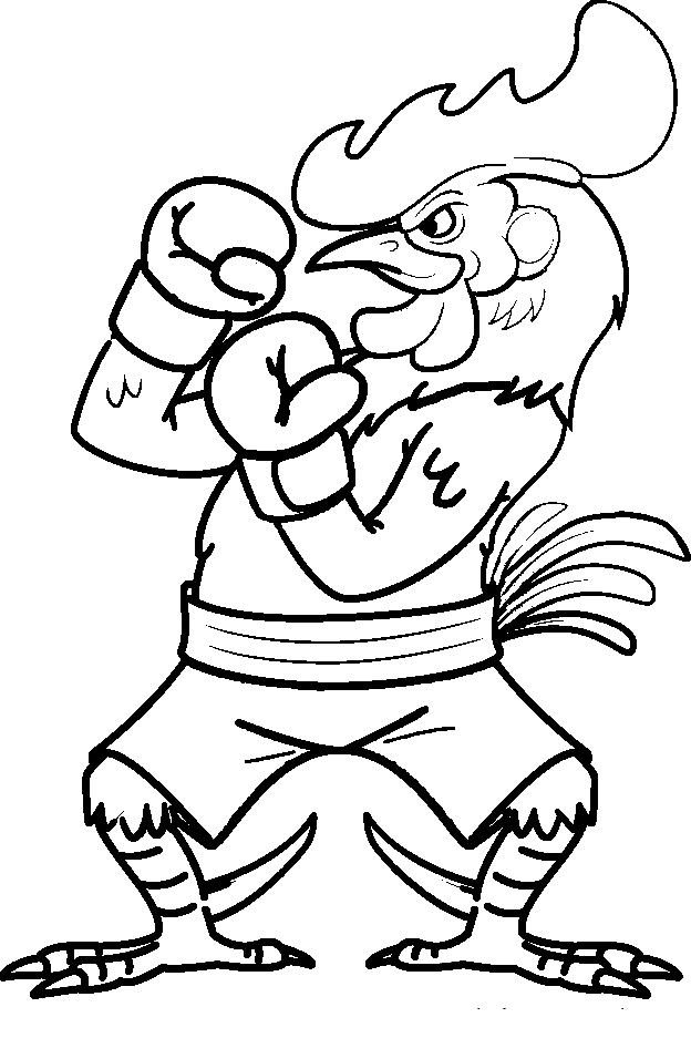 Boxing Rooster Coloring Page