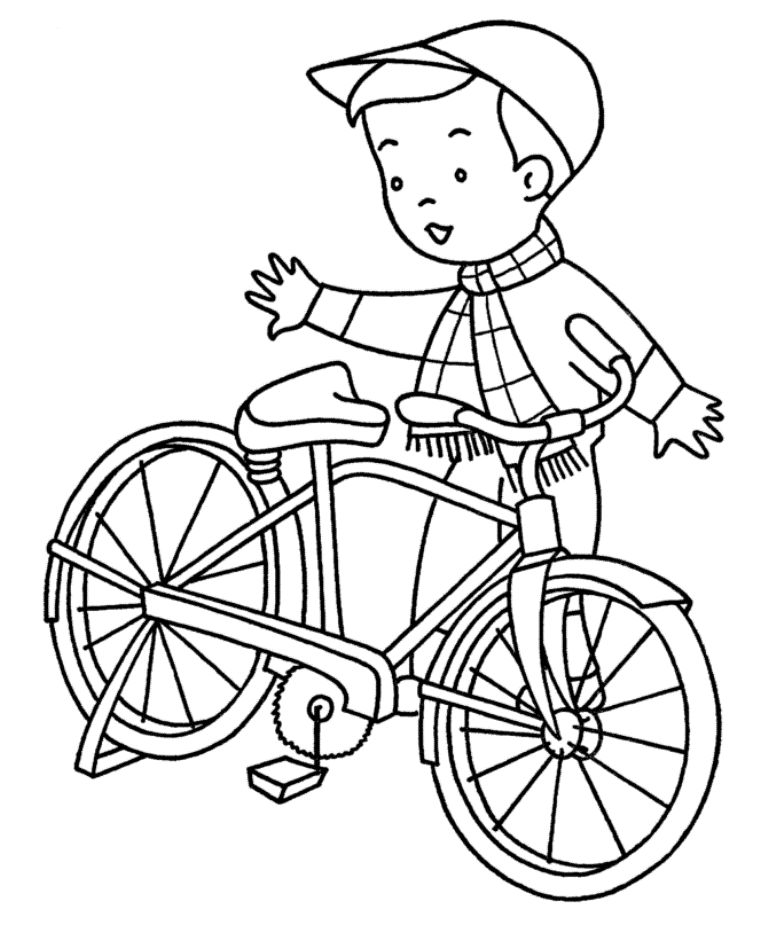 Boy And His Bicycle Image Coloring Page