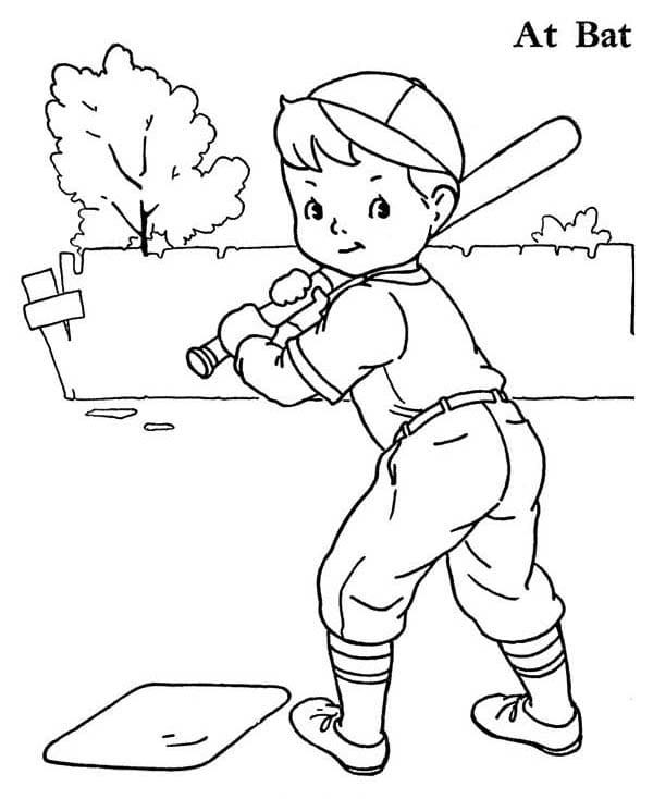 Boy Baseball Player Image Coloring Page