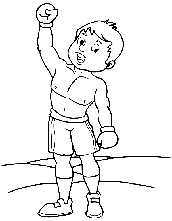 Boy Boxer Winner Coloring Page