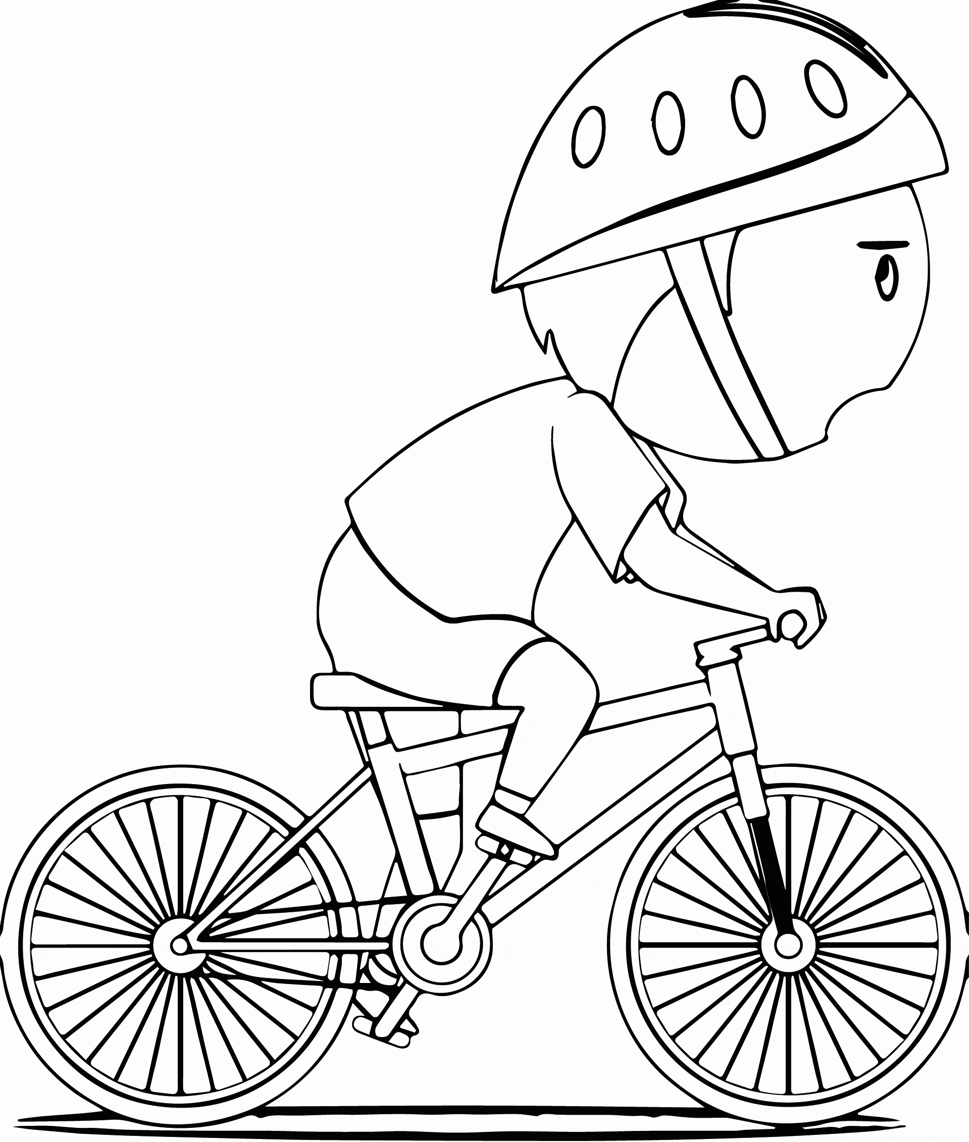 Boy Cycling Coloring Page