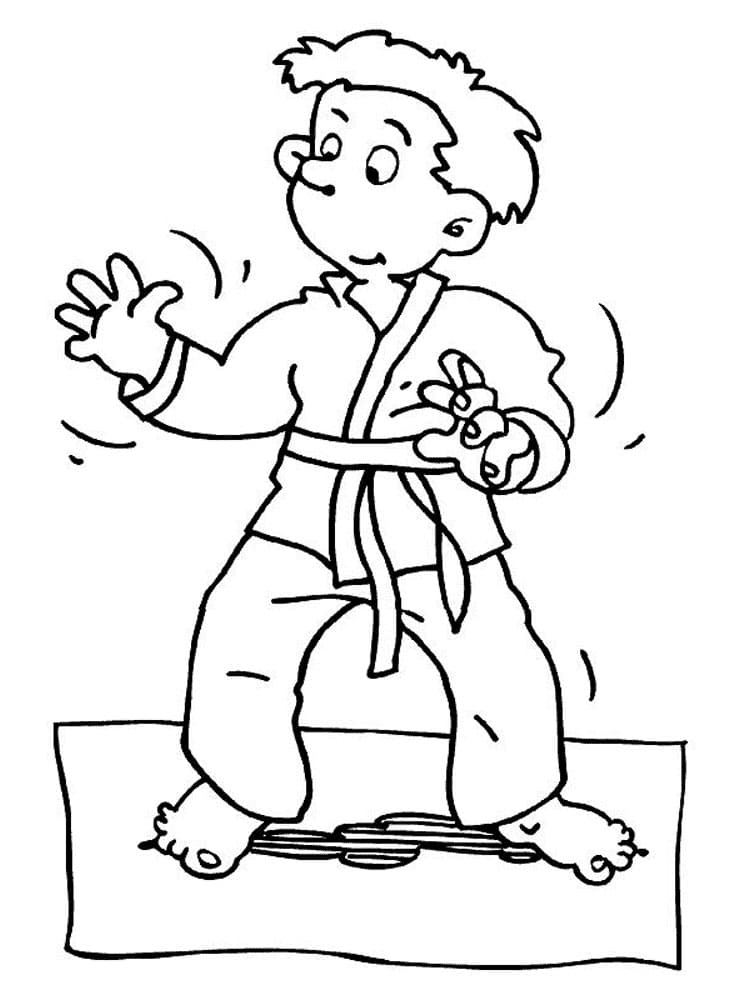 Boy Doing Martial Arts Coloring Page