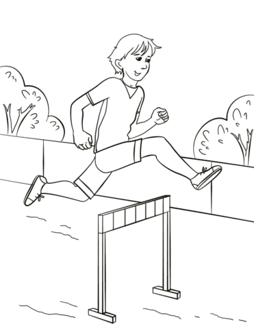 Boy Jumping Hurdle Image For Kids Coloring Page