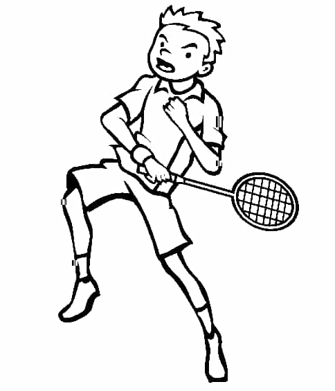 Boy Playing Badminton So Cute Coloring Page