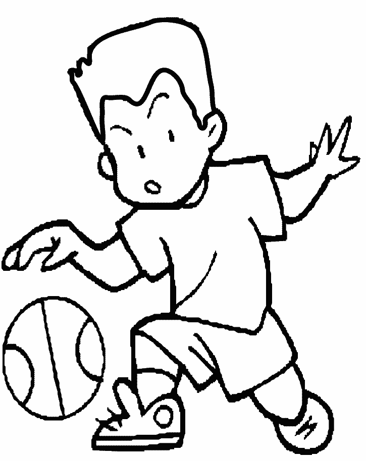 Boy Playing Basketball Coloring Page
