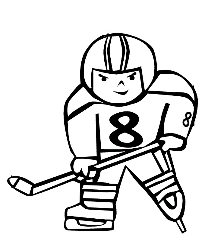 Boy Playing Hockey Coloring Page
