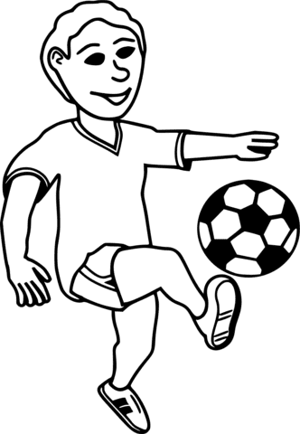 Boy Playing Soccer Coloring Page