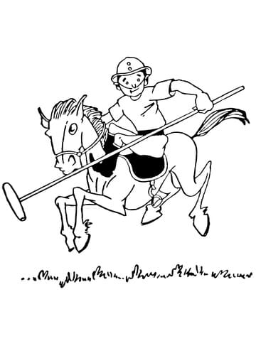 Boy Plays Polo Coloring Page