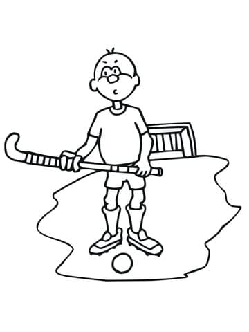 Boy With Field Hockey Stick And Ball