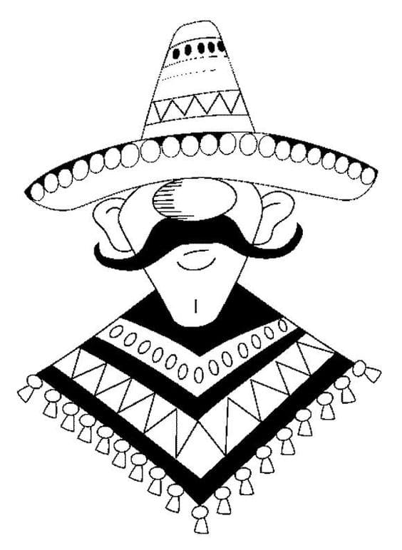 Boy With Sombrero For Kids Coloring Page