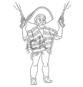 Boy With Sombrero Image For Kids Coloring Page