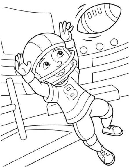 Boy playing American Football Coloring Page