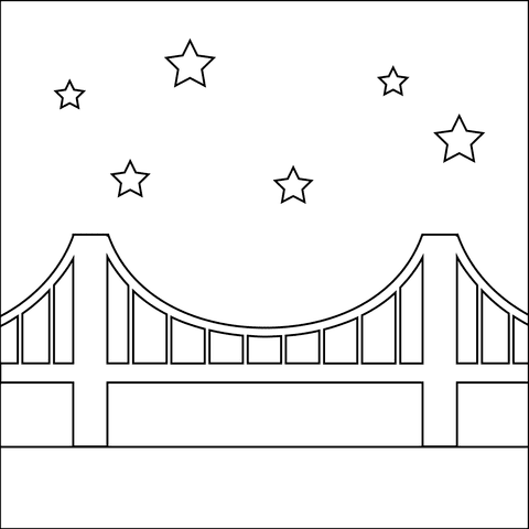 Bridge At Night Emoji For Kids Coloring Page