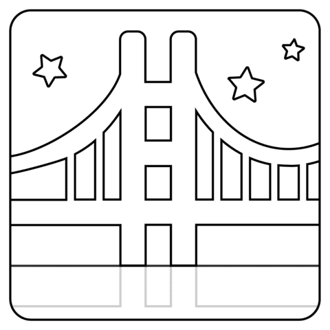 Bridge At Night Emoji Image Coloring Page
