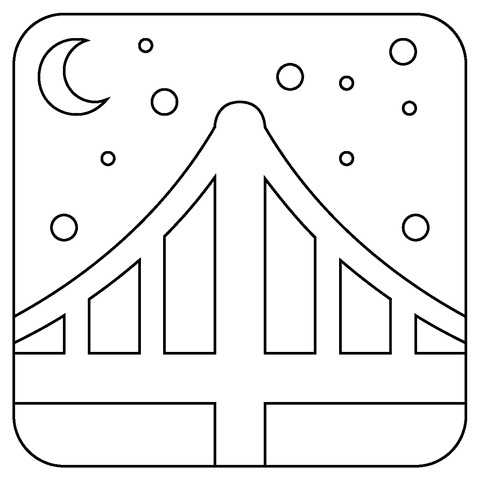 Bridge At Night Emoji Printable Coloring Page
