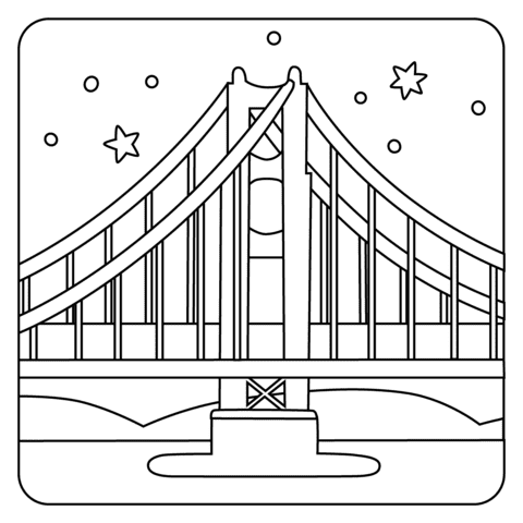 Bridge At Night Emoji Coloring Page