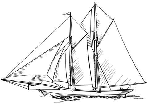 Brigantine Sailing Ship Coloring Page