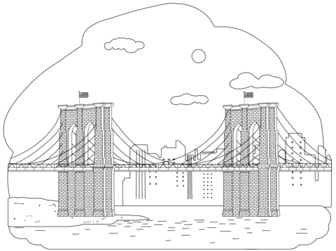 Brooklyn Bridge Image For Kids Coloring Page
