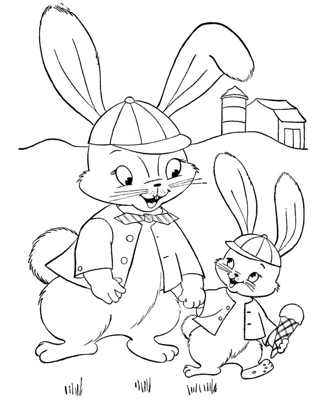 Bunny Family For Kids Coloring Page