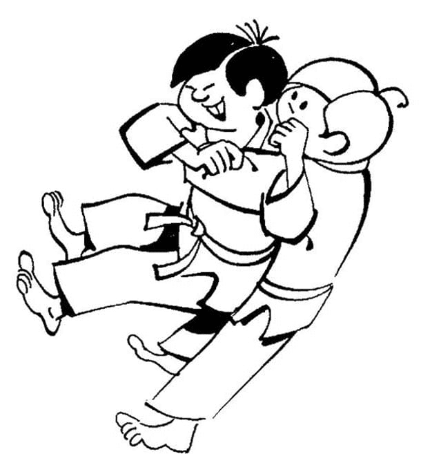 Cartoon Boys Martial Arts Coloring Page