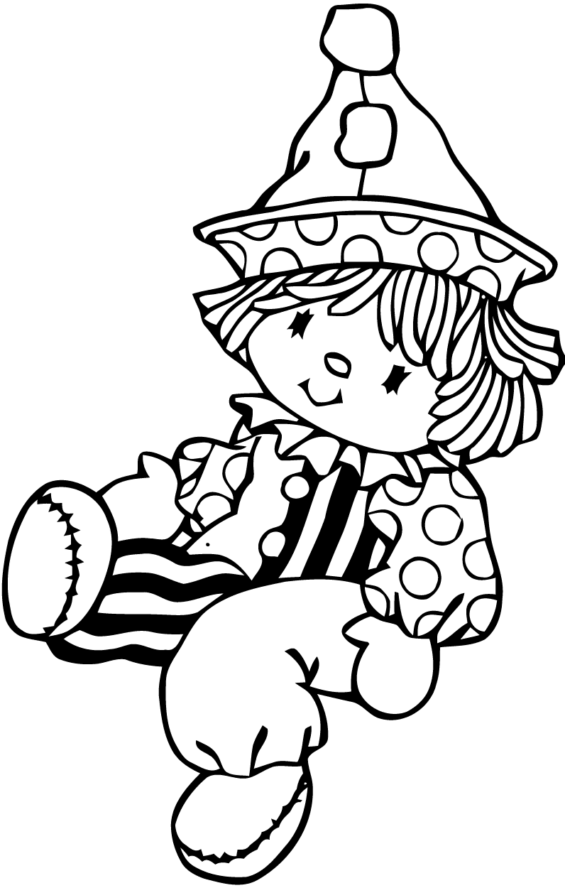 Cartoon Clown Excellent Coloring Page