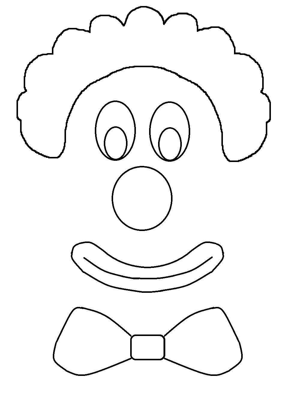 Cartoon Clown Face For Kids Coloring Page