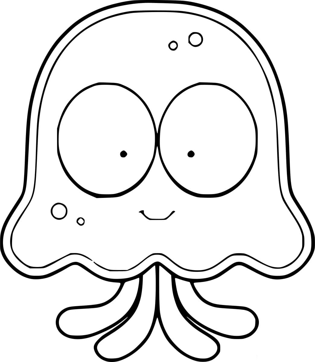 Cartoon Cute Jellyfish Image Coloring Page