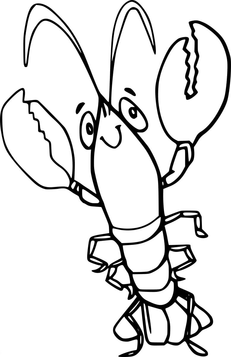 Cartoon Cute Lobster Coloring Page