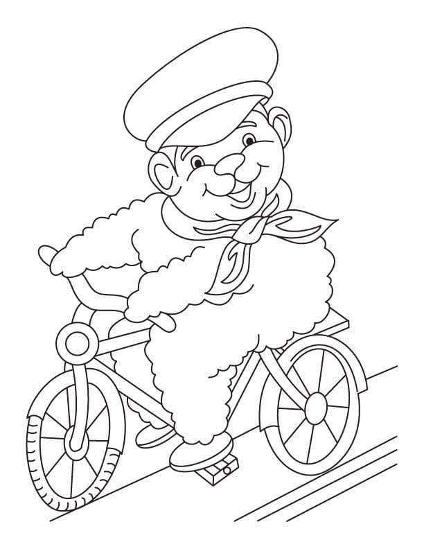 Cartoon Cycling Coloring Page