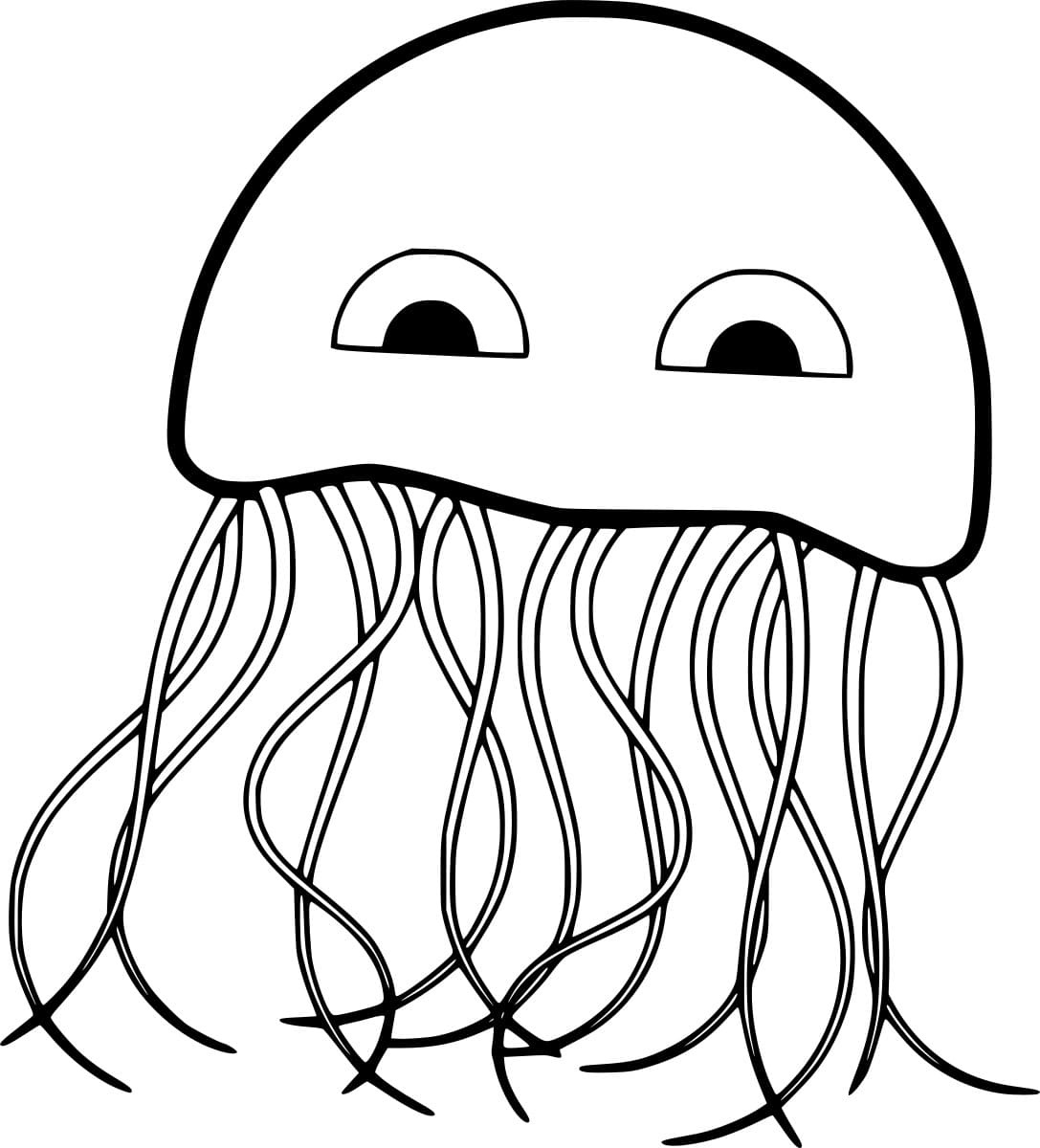 Cartoon Easy Jellyfish Image Coloring Page