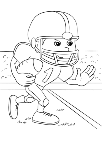 Cartoon Football Running Back Coloring Page