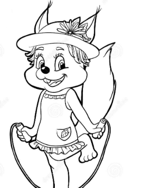 Cartoon Girl With Jumping Rope Picture Coloring Page